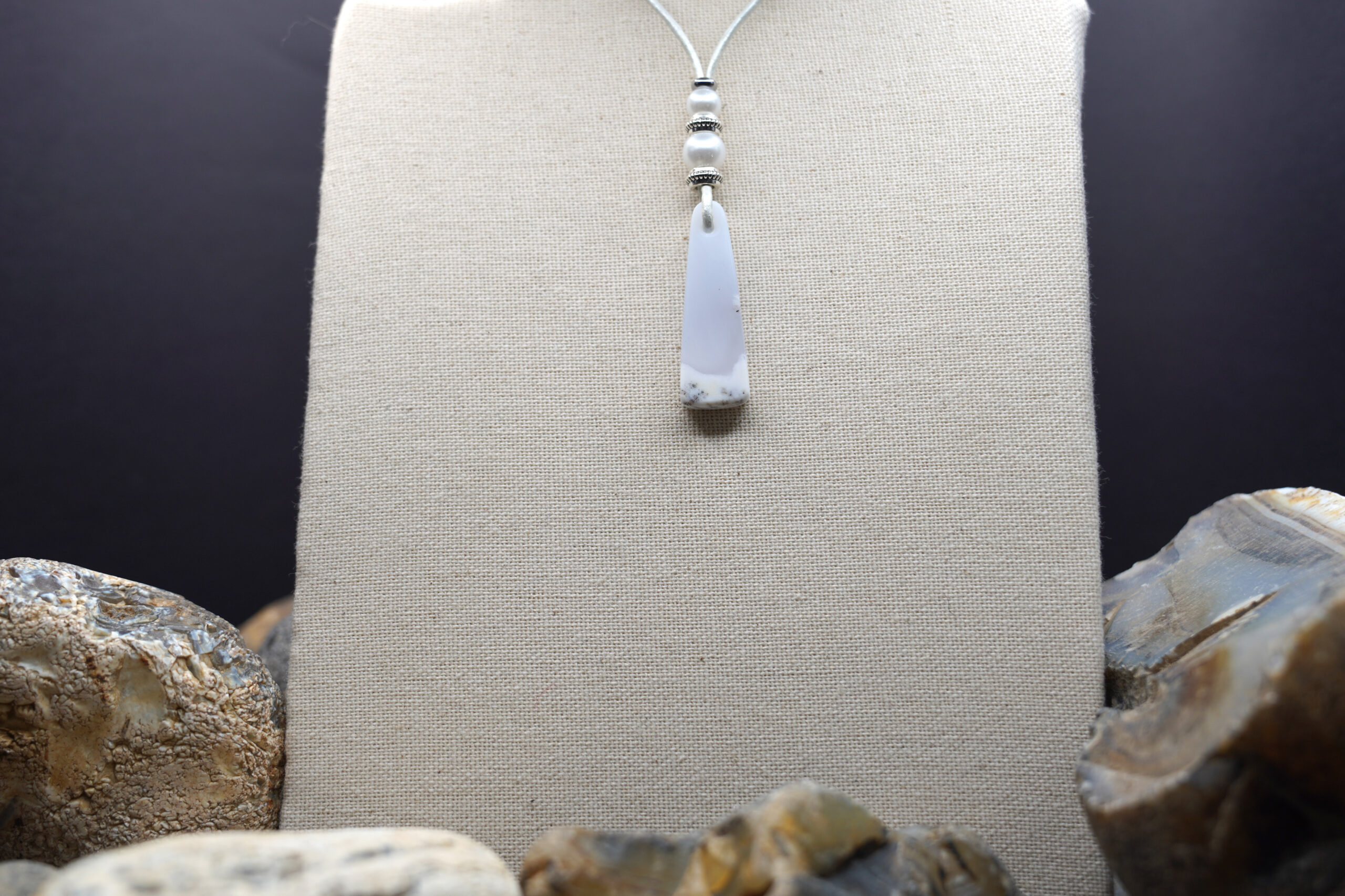 Dendritic Opal necklace DO-133 — necklace on display